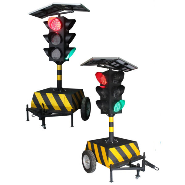 Solar Powered Traffic Light System Signal Trailer-Mounted