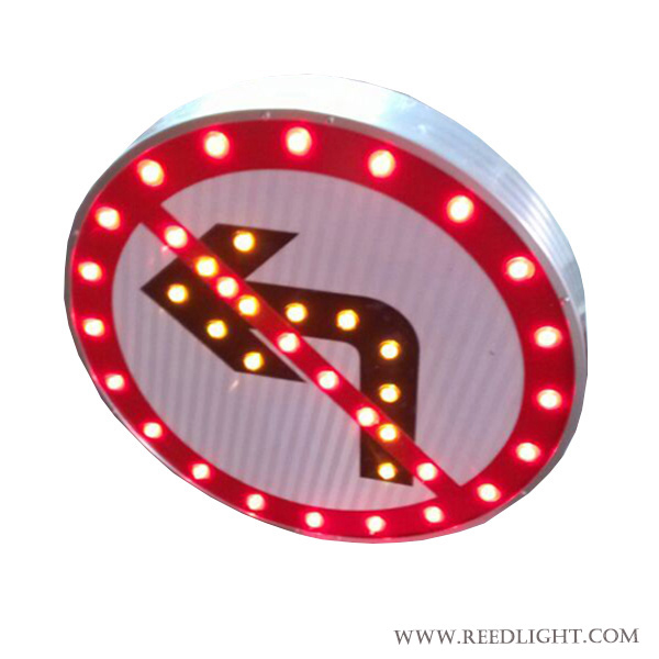 Guiding Signs No Turn Left Round Solar LED