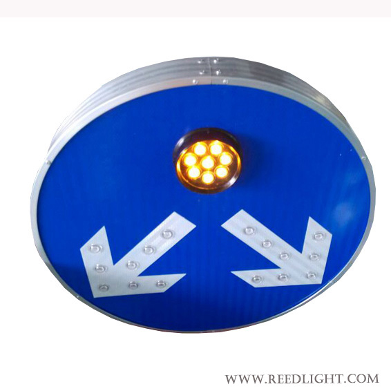 Blue Guide Signs Round Solar Powered LED with Two Directions